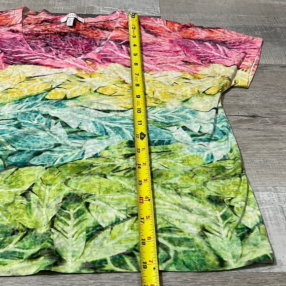 Delia's Rainbow Tropical Leaves Striped Print Crop Top Size Small Tee T-Shirt - Picture 2 of 8